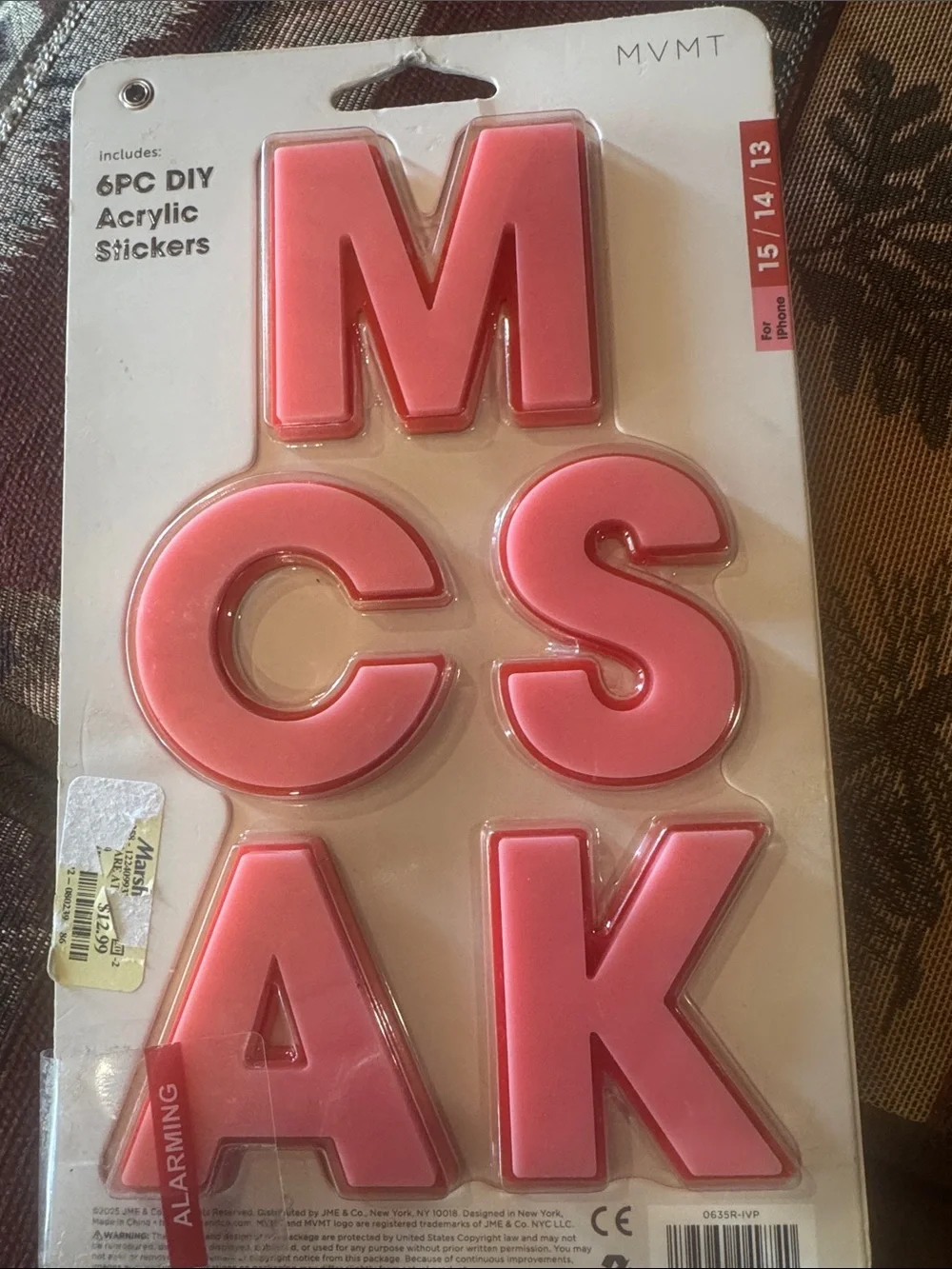 MVMT Cream Phone Case with Pink J Accent